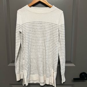 XXS Gray Striped Tunic Sweater